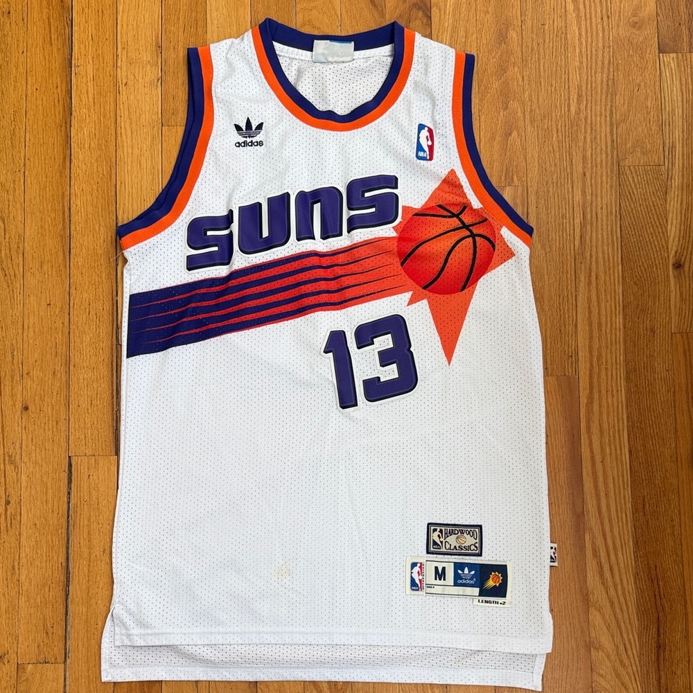 Authentic Harwood Classic Adidas Phoenix Suns Steve Nash White Jersey Medium